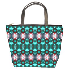 Fancy Teal Red Pattern Bucket Bags by BrightVibesDesign