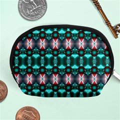 Fancy Teal Red Pattern Accessory Pouches (medium) 