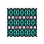 Fancy Teal Red Pattern Satin Bandana Scarf Front