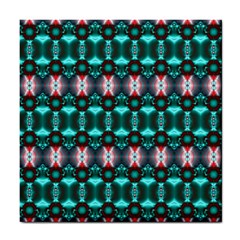 Fancy Teal Red Pattern Tile Coasters by BrightVibesDesign