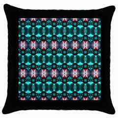 Fancy Teal Red Pattern Throw Pillow Case (black) by BrightVibesDesign