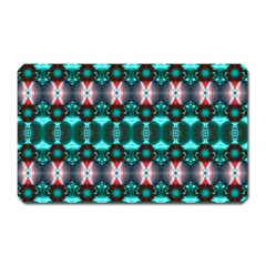 Fancy Teal Red Pattern Magnet (rectangular) by BrightVibesDesign