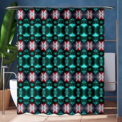 Fancy Teal Red Pattern Shower Curtain 60  X 72  (medium) 