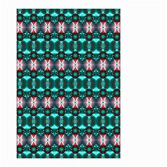 Fancy Teal Red Pattern Small Garden Flag (two Sides) by BrightVibesDesign