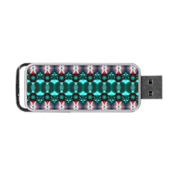 Fancy Teal Red Pattern Portable Usb Flash (one Side) by BrightVibesDesign