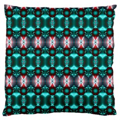 Fancy Teal Red Pattern Large Flano Cushion Case (two Sides)