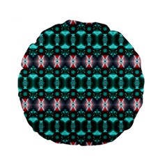 Fancy Teal Red Pattern Standard 15  Premium Flano Round Cushions