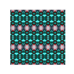 Fancy Teal Red Pattern Small Satin Scarf (square)  by BrightVibesDesign