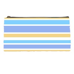 Blue Yellow Stripes Pencil Cases by BrightVibesDesign