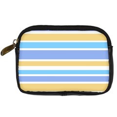 Blue Yellow Stripes Digital Camera Cases by BrightVibesDesign