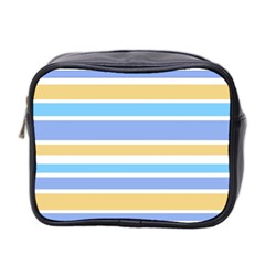 Blue Yellow Stripes Mini Toiletries Bag 2-side by BrightVibesDesign