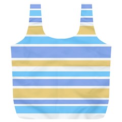 Blue Yellow Stripes Full Print Recycle Bags (l)  by BrightVibesDesign