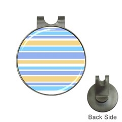 Blue Yellow Stripes Hat Clips With Golf Markers by BrightVibesDesign