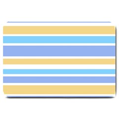 Blue Yellow Stripes Large Doormat  by BrightVibesDesign