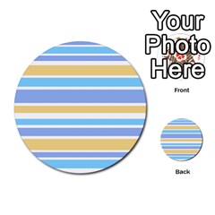 Blue Yellow Stripes Multi-purpose Cards (round)  by BrightVibesDesign