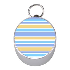 Blue Yellow Stripes Mini Silver Compasses