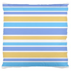 Blue Yellow Stripes Large Flano Cushion Case (one Side)