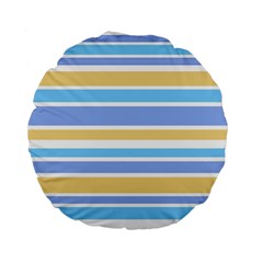 Blue Yellow Stripes Standard 15  Premium Flano Round Cushions