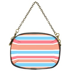 Orange Blue Stripes Chain Purses (one Side)  by BrightVibesDesign