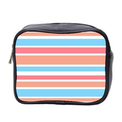 Orange Blue Stripes Mini Toiletries Bag 2-side by BrightVibesDesign