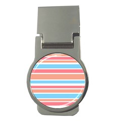 Orange Blue Stripes Money Clips (round)  by BrightVibesDesign