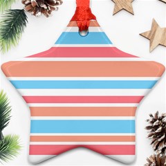 Orange Blue Stripes Star Ornament (two Sides)  by BrightVibesDesign