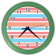 Orange Blue Stripes Color Wall Clocks by BrightVibesDesign