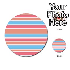 Orange Blue Stripes Multi-purpose Cards (round) 