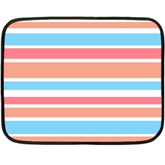 Orange Blue Stripes Double Sided Fleece Blanket (mini)  by BrightVibesDesign