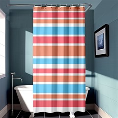 Orange Blue Stripes Shower Curtain 36  X 72  (stall) 