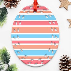 Orange Blue Stripes Oval Filigree Ornament (2-side) 