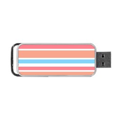 Orange Blue Stripes Portable Usb Flash (one Side) by BrightVibesDesign