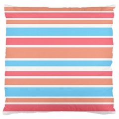 Orange Blue Stripes Large Flano Cushion Case (one Side)