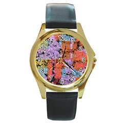 Paint texture                                     			Round Gold Metal Watch