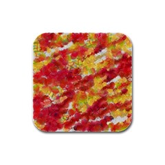 Colorful Splatters                                      			rubber Square Coaster (4 Pack by LalyLauraFLM