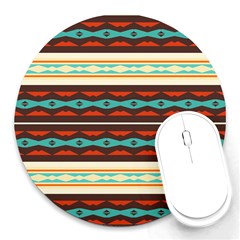 Stripes And Rhombus Chains                                      			round Mousepad by LalyLauraFLM