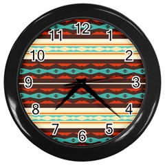 Stripes And Rhombus Chains                                      			wall Clock (black) by LalyLauraFLM