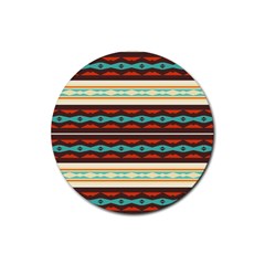 Stripes And Rhombus Chains                                      			rubber Round Coaster (4 Pack)