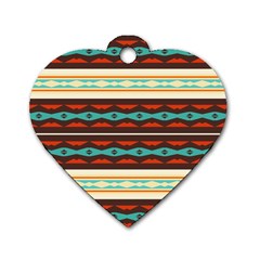 Stripes And Rhombus Chains                                      			dog Tag Heart (one Side) by LalyLauraFLM