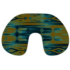 Blue Green Gradient Shapes                                       Travel Neck Pillow