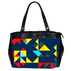 Colorful Shapes On A Blue Background                                        Oversize Office Handbag (2 Sides) by LalyLauraFLM