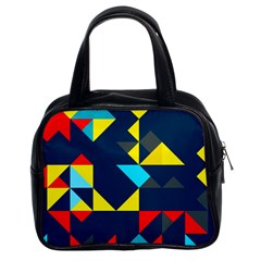 Colorful Shapes On A Blue Background                                        Classic Handbag (two Sides) by LalyLauraFLM