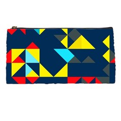 Colorful Shapes On A Blue Background                                        	pencil Case by LalyLauraFLM