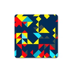 Colorful Shapes On A Blue Background                                        			magnet (square) by LalyLauraFLM