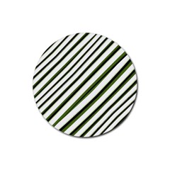 Diagonal Stripes Rubber Coaster (round)  by dflcprints