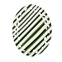 Diagonal Stripes Oval Filigree Ornament (2-side)  by dflcprints