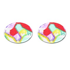 Watercolors Shapes                                         			cufflinks (oval) by LalyLauraFLM