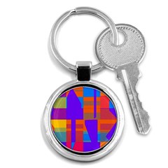 Misc Colorful Shapes                                           			key Chain (round) by LalyLauraFLM