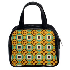 Flowers And Squares Pattern                                            Classic Handbag (two Sides) by LalyLauraFLM