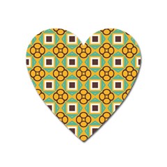 Flowers And Squares Pattern                                            			magnet (heart) by LalyLauraFLM